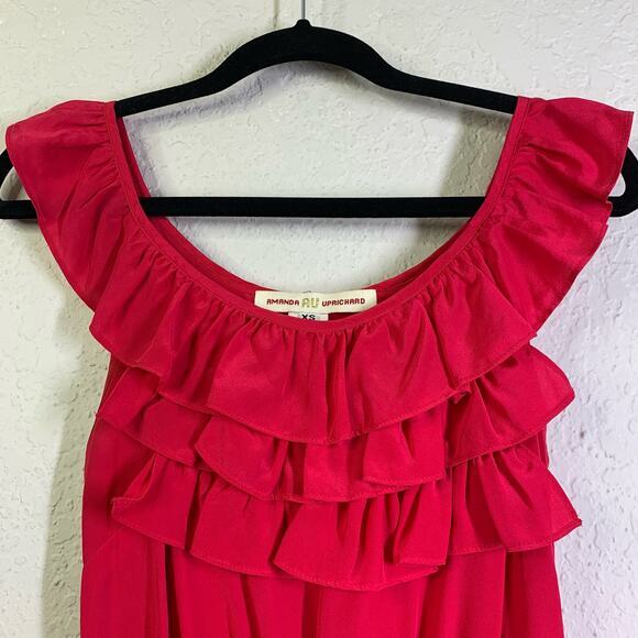 AMANDA UPRICHARD Dress Penny Silk Mini 3‎ Tiered Ruffled Bodice Sleeveless - Picture 3 of 9